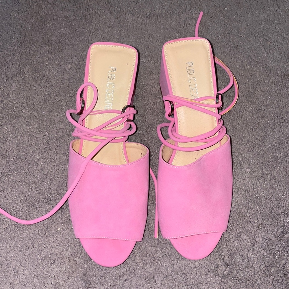 Lace Up Pink Heels